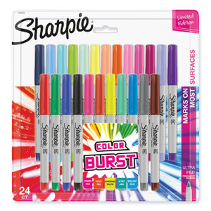 Sharpie Ultra Fine Tip Permanent Marker, Extra-Fine Needle Tip, Assorted Limited Edition Color Burst and Classic Colors, 24/Pack (SAN1949558) View Product Image