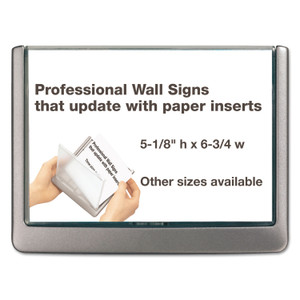 Durable Click Sign Holder For Interior Walls, 6.75 x 0.63 x 5.13, Gray View Product Image