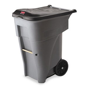 Rubbermaid Commercial Brute Roll-Out Heavy-Duty Container, 65 gal, Polyethylene, Gray View Product Image