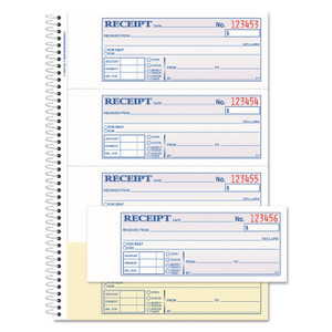 Adams Multipart Money/Rent Receipt Book, Two-Part Carbonless, 7.13 x 2.75, 4 Forms/Sheet, 200 Forms Total View Product Image