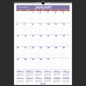 AT-A-GLANCE Erasable Wall Calendar, 12 x 17, White Sheets, 12-Month (Jan to Dec): 2025 Product Image