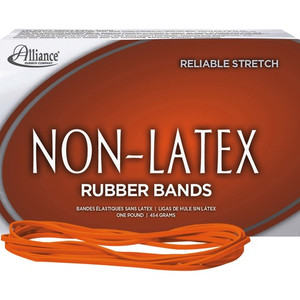 Alliance Rubber Rubber Bands - Size: #117B - 7" Length x 0.1" Width - Latex-free, Stretchable - Synthetic Rubber - Orange Product Image 