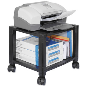 Kantek Height-Adjustable Under-Desk Printer Cart, Plastic, 2 Shelves, 75 lb Capacity, 17" x 13.25" x 14.13", Black View Product Image