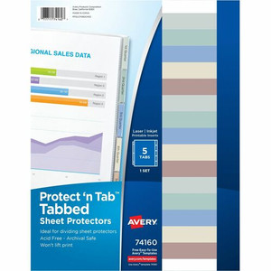 Avery Tabbed Sheet Protectors - For Letter 8 1/2" x 11" Sheet - Ring Binder - Clear - Polypropylene Product Image 