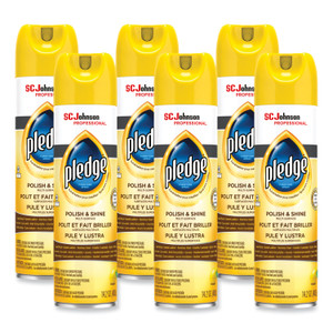 Pledge Furniture Polish, Lemon, 14.2 oz Aerosol Spray, 6/Carton (SJN301168) View Product Image