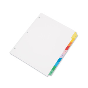 AbilityOne 7530013683489, SKILCRAFT Multiple Index Sheets, 10-Tab, 1 to 10, 11 x 8.5, White, 1 Set View Product Image