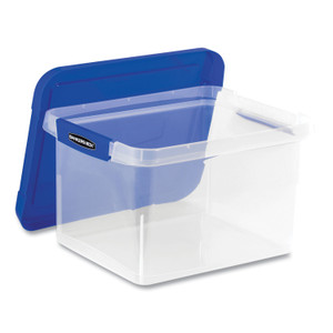 Bankers Box Heavy Duty Plastic File Storage, Letter/Legal Files, 14" x 17.38" x 10.5", Clear/Blue, 2/Pack View Product Image