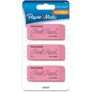 Paper Mate Pink Pearl Eraser - Pink - Rubber - 3 / Pack - (PAP70501) Product Image 