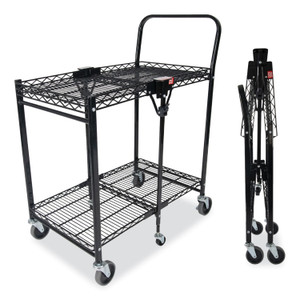 Bostitch Stowaway Folding Carts, Metal, 2 Shelves, 250 lb Capacity, 29.63" x 37.25" x 18", Black (BOSBSACSMBLK) View Product Image