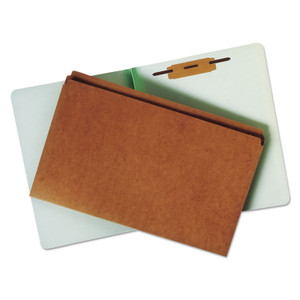 AbilityOne 7530009268981 SKILCRAFT Extra Heavy-Duty Classification Folder, 1.5" Expansion, 1 Fastener, Letter Size, Light Green, 100/Box Product Image 