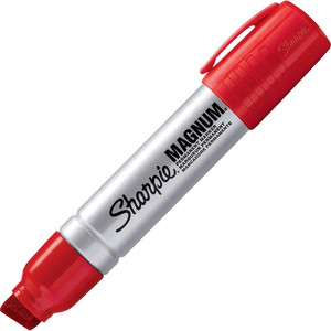 Sharpie Magnum Permanent Marker - 15.87 mm Jumbo Chisel Marker Point - Red Ink - Silver Plastic Barrel - Felt Tip - (SAN44002) Product Image 