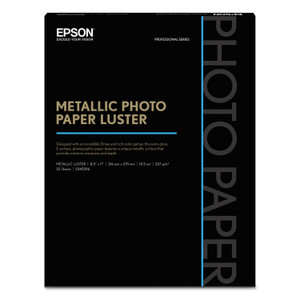 Epson Professional Media Metallic Luster Photo Paper, 10.5 mil, 8.5 x 11, White, 25/Pack (EPSS045596) View Product Image