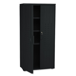 Iceberg Rough n Ready Storage Cabinet, Three-Shelf, 33w x 18d x 66h, Black View Product Image