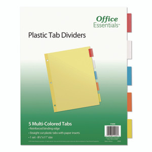 Office Essentials Plastic Insertable Dividers, 5-Tab, 11 x 8.5, Assorted Tabs, 1 Set View Product Image