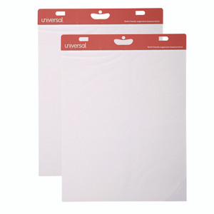 Universal Renewable Resource Sugarcane Based Easel Pads, Unruled, 27 x 34, White, 50 Sheets, 2/Carton View Product Image
