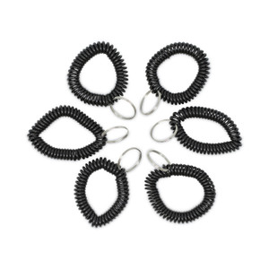 Universal Wrist Coil Plus Key Ring, Plastic, Black, 6/Pack View Product Image