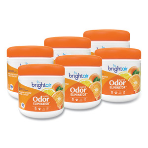 BRIGHT Air Super Odor Eliminator, Mandarin Orange and Fresh Lemon, 14 oz Jar, 6/Carton View Product Image