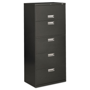 HON Brigade 600 Series Lateral File, 4 Legal/Letter-Size File Drawers, 1 File Shelf, 1 Post Shelf, Charcoal, 30" x 18" x 64.25" View Product Image