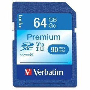 Verbatim Premium 64 GB Class 10/UHS-I (U1) SDXC - 1 Each - TAA Compliant - 70 MB/s Read - 300x Memory Speed Product Image 