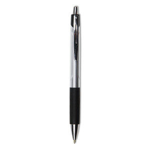 Universal Comfort Grip Ballpoint Pen, Retractable, Medium 1 mm, Black Ink, Silver/Black Barrel, Dozen (UNV15540) View Product Image