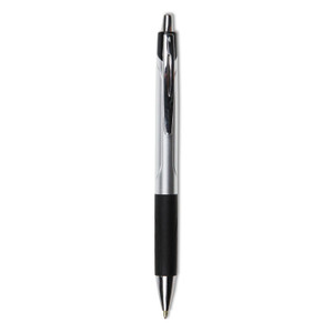 Universal Comfort Grip Ballpoint Pen, Retractable, Medium 1 mm, Black Ink, Silver/Black Barrel, Dozen View Product Image