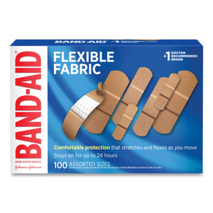 BAND-AID Flexible Fabric Adhesive Bandages, Assorted, 100/Box (JOJ11507800) View Product Image