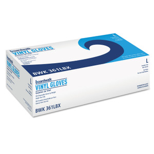 Boardwalk Exam Vinyl Gloves, Powder/Latex-Free, 3 3/5 mil, Clear, Large, 100/Box View Product Image