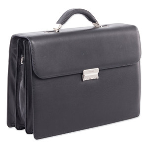 Swiss Mobility Milestone Briefcase, Fits Devices Up to 15.6", Leather, 5 x 5 x 12, Black View Product Image