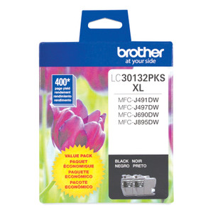 Brother LC30132PKS High-Yield Ink, 400 Page-Yield, Black, 2/Pack View Product Image