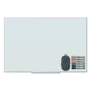 U Brands Floating Glass Dry Erase Board, 36" x 24" (Actual Size: 35" x 23"), White Surface View Product Image