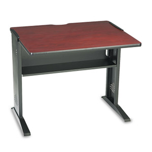 Safco Computer Desk with Reversible Top, 35.5" x 28" x 30", Mahogany/Medium Oak/Black View Product Image