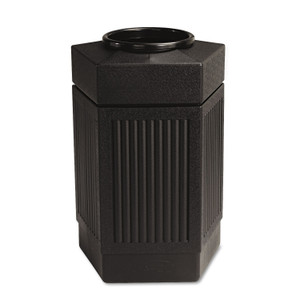 Safco Canmeleon Indoor/Outdoor Pentagon Receptacle, 30 gal, Polyethylene, Black View Product Image