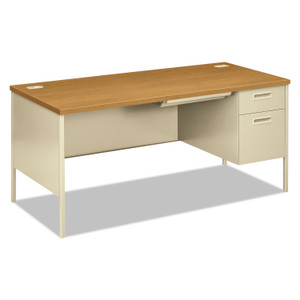 HON Metro Classic Series Right Pedestal "L" Workstation Desk, 66" x 30" x 29.5", Harvest/Putty (HONP3265RCL) View Product Image