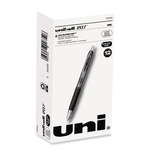 uniball 207 Signo Gel Ultra Micro Gel Pen, Retractable, Extra-Fine 0.38 mm, Black Ink, Clear/Black Barrel (UBC1790922) View Product Image