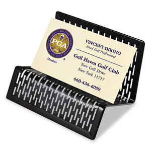 Artistic Urban Collection Punched Metal Business Card Holder, Holds 50 2 x 3.5 Cards, Perforated Steel, Black (AOPART20001) View Product Image