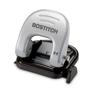 Bostitch 20-Sheet EZ Squeeze Two-Hole Punch, 9/32" Holes, Black/Silver View Product Image