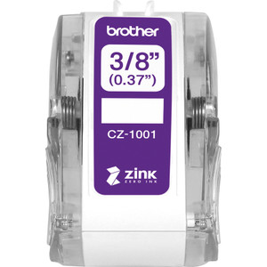 Brother Genuine CZ-1001 3/8" (0.37") 9mm wide x 16.4 ft. (5 m) long label roll featuring ZINK; Zero Ink technology (BRTCZ1001) View Product Image