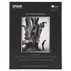 Epson Hot Press Fine Art Paper, 17 mil, 8.5 x 11, Smooth Matte Natural, 25/Pack (EPSS042317) View Product Image