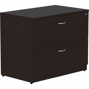 Lorell Essentials Series Lateral File - x 1" Thickness Top, 29.5" Height x 36" Width x 22" Depth Lateral File - 2 x File Drawer(s) - Material: Laminate - Finish: Espresso Product Image 