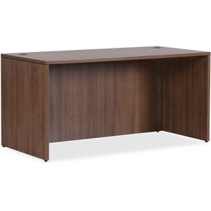 Lorell Essentials Series Rectangular Desk Shell - x 1" Thickness Top, 29.5" Height x 70.9" Width x 35.4" Depth Desk - Finish: Walnut Laminate - Lockable, Grommet, Modesty Panel, Adjustable Feet - For Office Product Image 