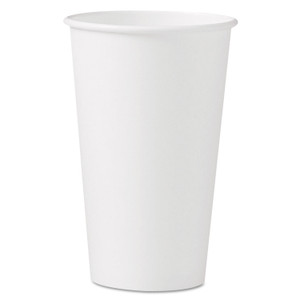 SOLO Single-Sided Poly Paper Hot Cups, 16 oz, White, 50/Sleeve, 20 Sleeves/Carton View Product Image