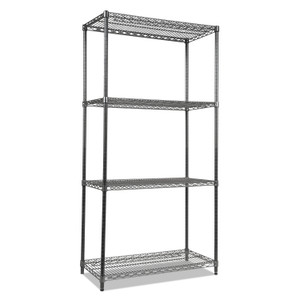 Alera Wire Shelving Starter Kit, Four-Shelf, 36w x 18d x 72h, Black Anthracite (ALESW503618BA) View Product Image