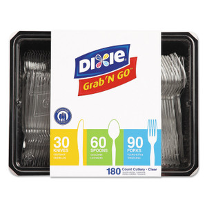 Dixie Heavyweight Polystyrene Cutlery, Fork/Knife/Spoon, Plastic, Clear, 180/Pack, 10 Packs/Carton View Product Image