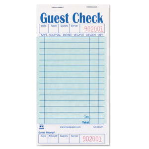 AmerCareRoyal Guest Check Pad with Ruled Back, 15 Lines, One-Part (No Copies), 3.5 x 6.7, 50 Forms/Pad, 50 Pads/Carton View Product Image