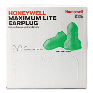 Howard Leight by Honeywell MAXIMUM Lite Single-Use Earplugs, Cordless, 30NRR, Green, 200 Pairs (HOWLPF1) View Product Image
