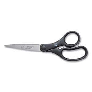 Westcott KleenEarth Basic Plastic Handle Scissors, Pointed Tip, 7" Long, 2.8" Cut Length, Black Straight Handle (ACM15582) View Product Image