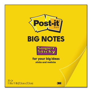 Post-it Notes Super Sticky Big Notes, Unruled, 11 x 11, Yellow, 30 Sheets (MMMBN11) View Product Image