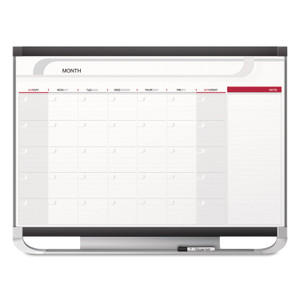 Quartet Prestige 2 Magnetic Total Erase Monthly Calendar, 36" x 24", White Surface, Graphite Gray Fiberboard/Plastic Frame View Product Image