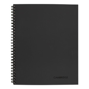 Cambridge Wirebound Business Notebook, 1-Subject, Wide/Legal Rule, Black Linen Cover, (80) 11 x 8.5 Sheets View Product Image