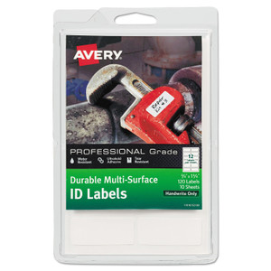 Avery Durable Permanent Multi-Surface ID Labels, Inkjet/Laser Printers, 0.75 x 1.75, White, 12/Sheet, 10 Sheets/Pack View Product Image